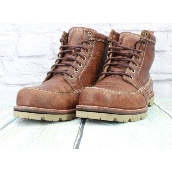 LL Bean Brown Leather chukka Buffalo Plaid Lined Ankle Boots Size 8 M - Picture 10 of 10